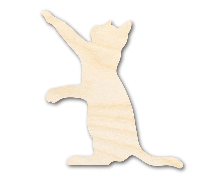 Wood Cat Shape – Paintable Wood Craft Cutout for DIY Projects Blank Door Hanger Wooden Cutout Cut Outs - Unfinished - NameSigns.com