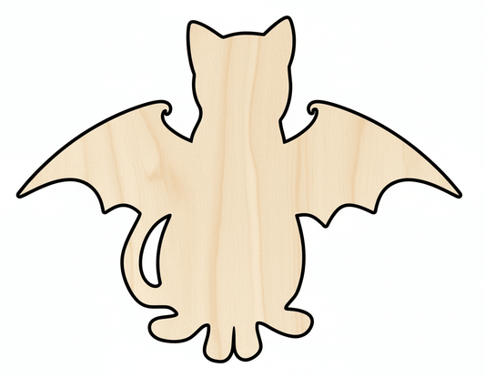Wood Cat Shape – Paintable Wooden Craft Cutout for DIY Halloween Decor Blank Door Hanger Wooden Cutout Cut Outs - Unfinished - NameSigns.com