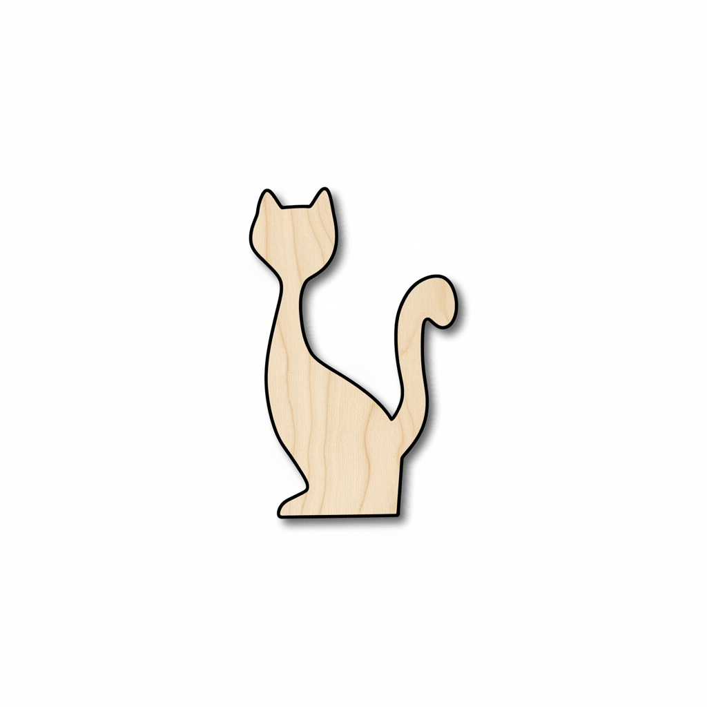 Wood Cat Shape - Tall Silhouette Up to 46" | DIY Wood Projects & Natural Crafts Blank Door Hanger Wooden Cutout Cut Outs - Unfinished - NameSigns.com