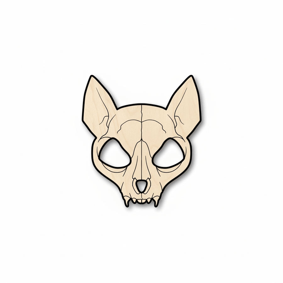Wood Cat Skull | Baltic Birch Plywood DIY Silhouette Cutout 46" Blank Door Hanger Wooden Cutout Cut Outs - Unfinished - NameSigns.com