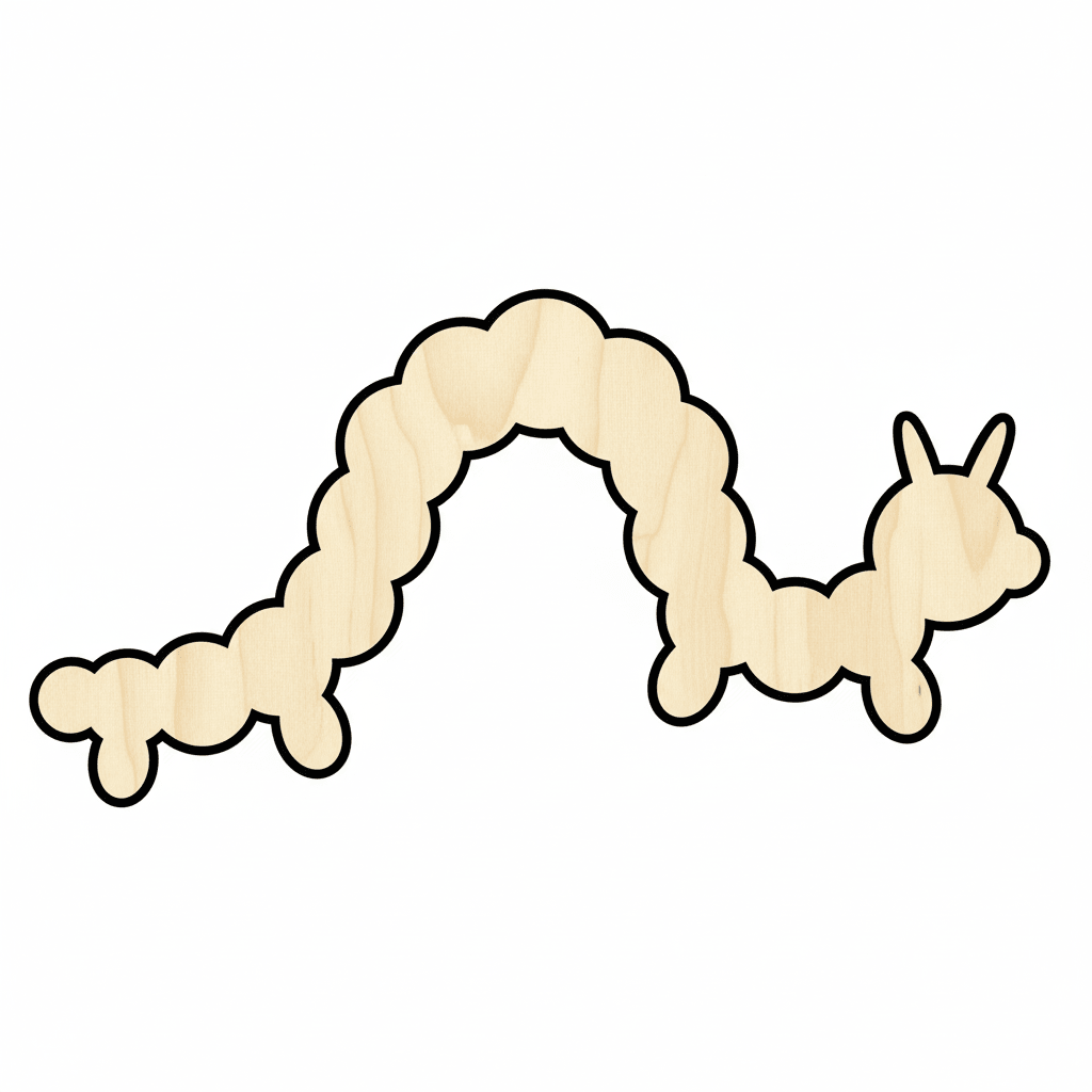 Blank Insect File Unfinished Wood Shape Cut Out Unfinished Wood Caterpillar Shape ...