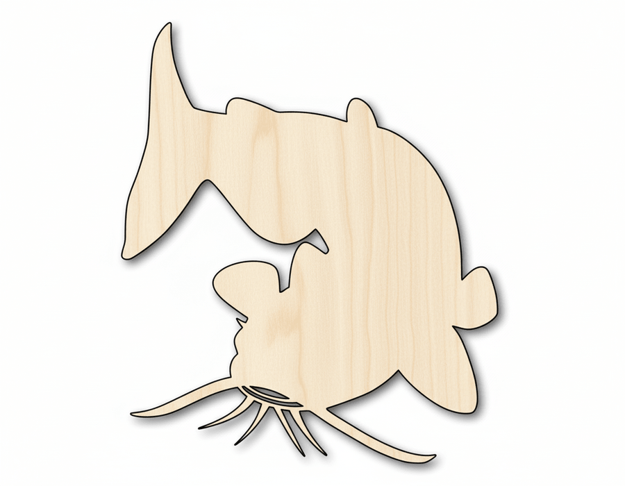 Wood Catfish | Paintable Wood Cutout Shape Up to 46" - DIY Craft Project Blank Door Hanger Wooden Cutout Cut Outs - Unfinished - NameSigns.com