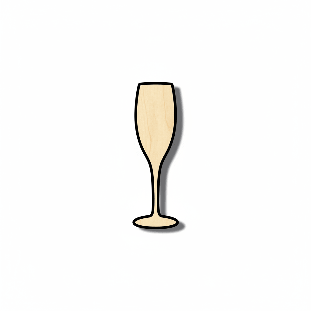 Wood Champagne Glass - Wooden Craft Cutouts | Party Decor Shapes Blank Door Hanger Wooden Cutout Cut Outs - Unfinished - NameSigns.com