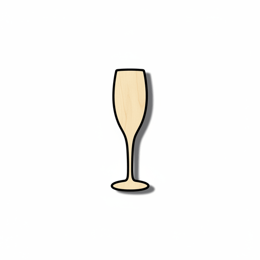 Wood Champagne Glass - Wooden Craft Cutouts | Party Decor Shapes Blank Door Hanger Wooden Cutout Cut Outs - Unfinished - NameSigns.com
