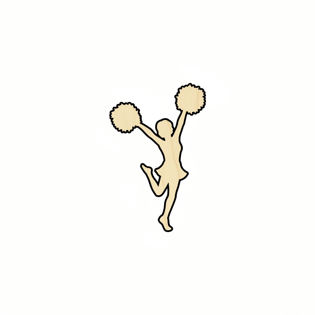 Wood Cheerleader - Wooden Cheerleader Figure for DIY Room Decor & Craft Wood Plywood Blank Door Hanger Wooden Cutout Cut Outs - Unfinished - NameSigns.com