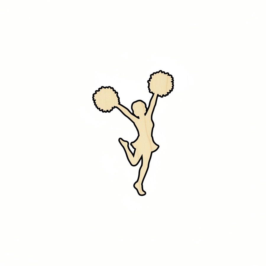 Wood Cheerleader - Wooden Cheerleader Figure for DIY Room Decor & Craft Wood Plywood Blank Door Hanger Wooden Cutout Cut Outs - Unfinished - NameSigns.com