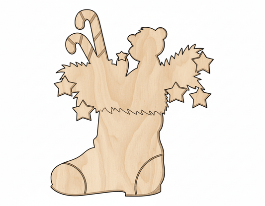 Wood Christmas Boot – Laser Cut Wood Boot Shape | Baltic Birch Plywood Decor Blank Door Hanger Wooden Cutout Cut Outs - Unfinished - NameSigns.com