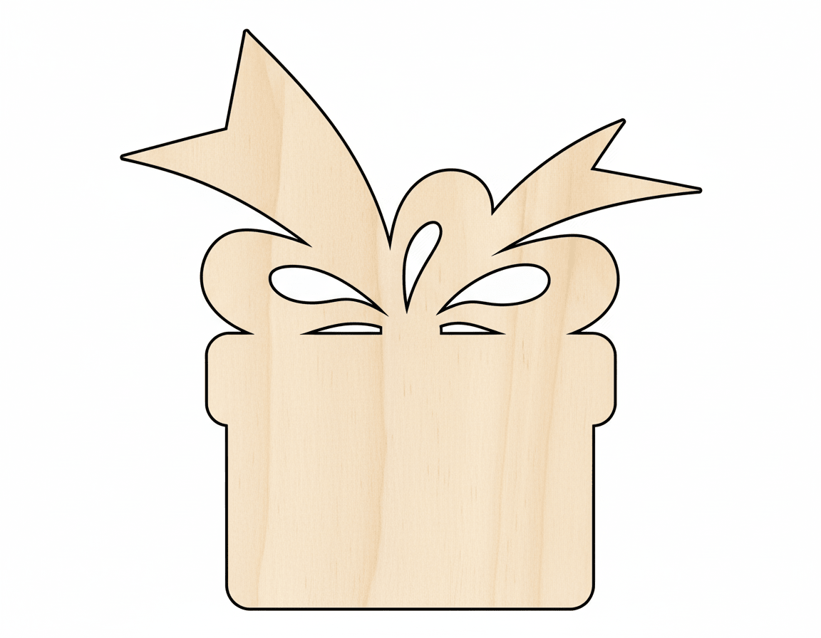 Wood Christmas Present - Birch Wood Cutout | Customizable Holiday Craft Shape Blank Door Hanger Wooden Cutout Cut Outs - Unfinished - NameSigns.com