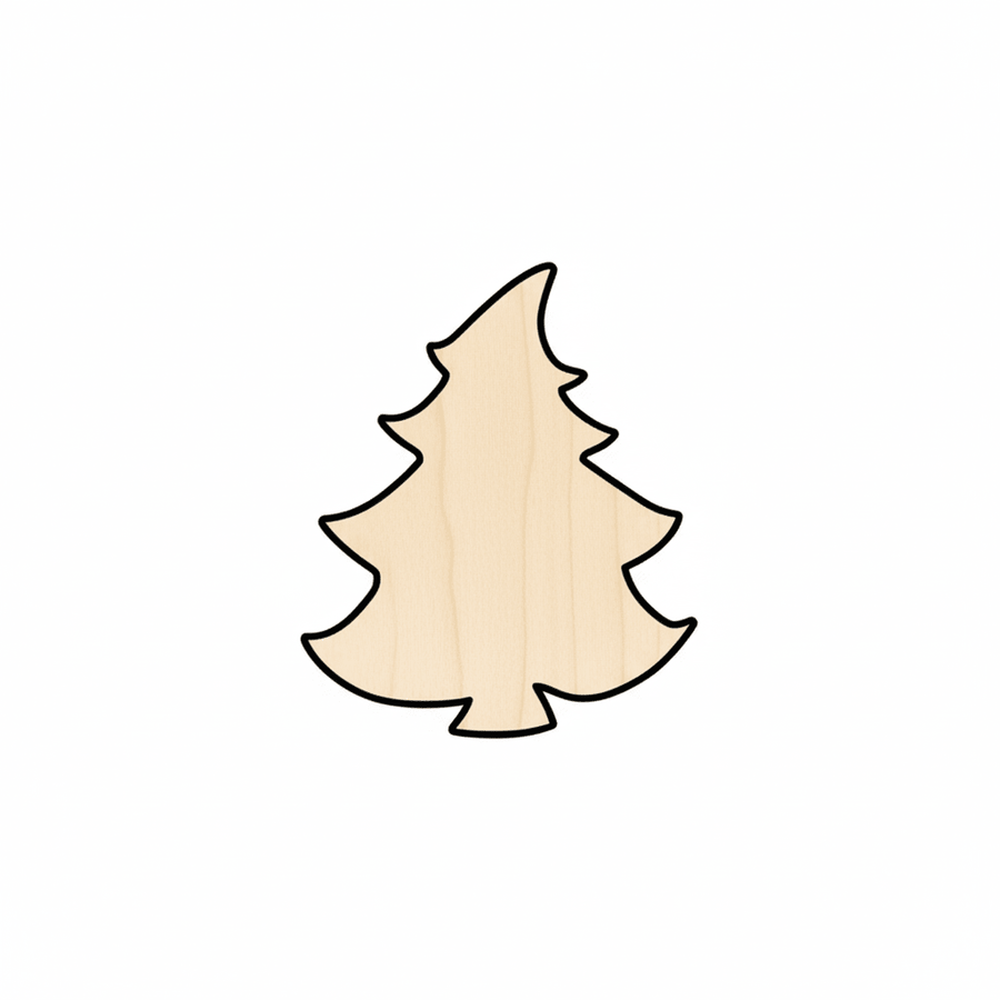 Wood Christmas Tree - Baltic Birch Plywood Laser Cut Wood Craft Shapes Blank Door Hanger Wooden Cutout Cut Outs - Unfinished - NameSigns.com