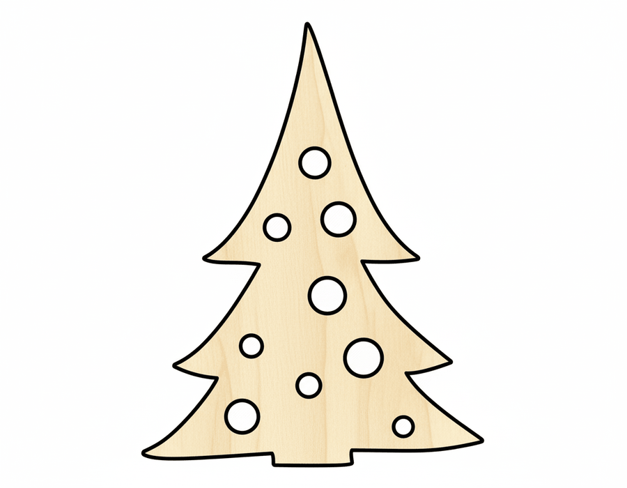 Wood Christmas Tree - Custom Baltic Birch Plywood Cutout for DIY Crafts Blank Door Hanger Wooden Cutout Cut Outs - Unfinished - NameSigns.com