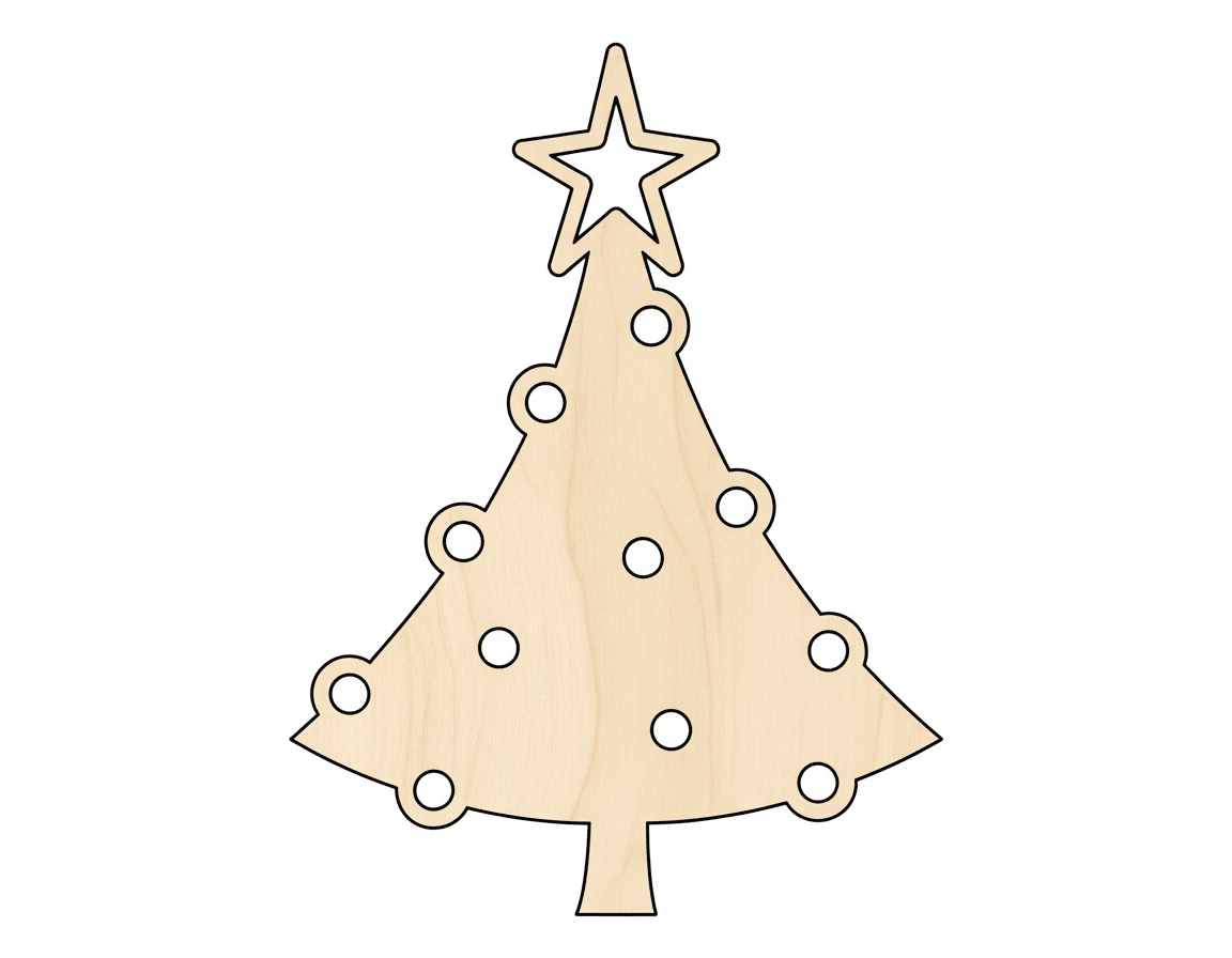 Wood Christmas Tree – Laser Cut Wood Craft Shapes | Baltic Birch Plywood Blank Door Hanger Wooden Cutout Cut Outs - Unfinished - NameSigns.com