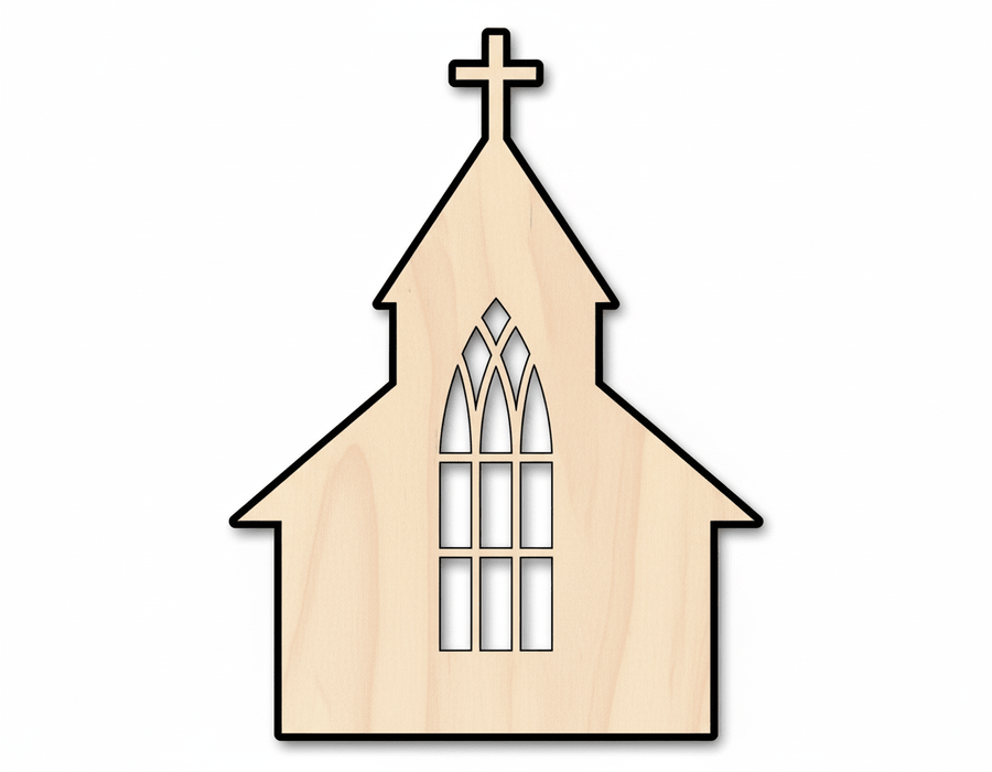 Wood Church | Baltic Birch Plywood Craft Shape - Sanded Pieces 46" Blank Door Hanger Wooden Cutout Cut Outs - Unfinished - NameSigns.com