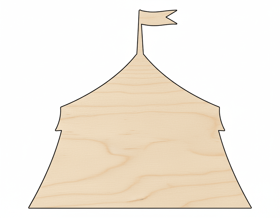 Wood Circus Tent - Birch Wood Cutout | DIY Wooden Decoration Shape Blank Door Hanger Wooden Cutout Cut Outs - Unfinished - NameSigns.com