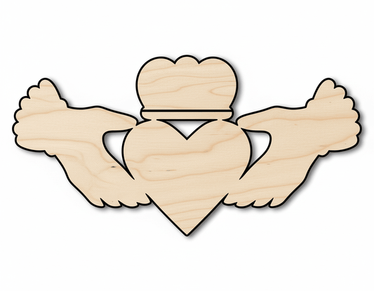 Wood Claddagh - Tall Wooden Crafts | Irish Wood Art Cutout Blank Door Hanger Wooden Cutout Cut Outs - Unfinished - NameSigns.com