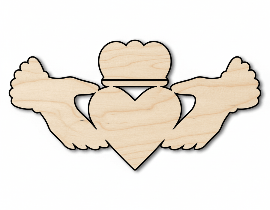 Wood Claddagh - Tall Wooden Crafts | Irish Wood Art Cutout Blank Door Hanger Wooden Cutout Cut Outs - Unfinished - NameSigns.com