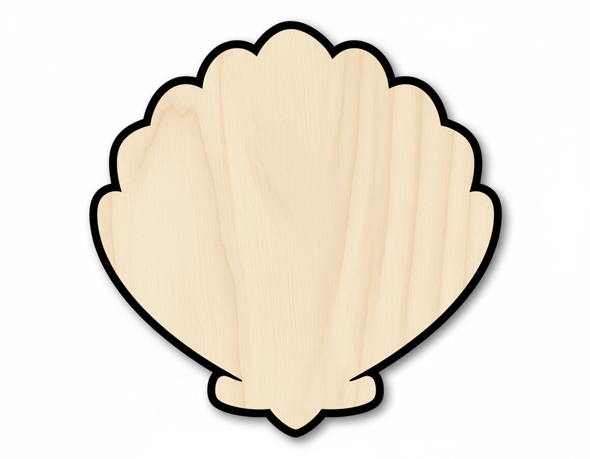 Wood Clam - Birch Wood Cutout | Paintable Sea Shell Shape for DIY Crafts Blank Door Hanger Wooden Cutout Cut Outs - Unfinished - NameSigns.com