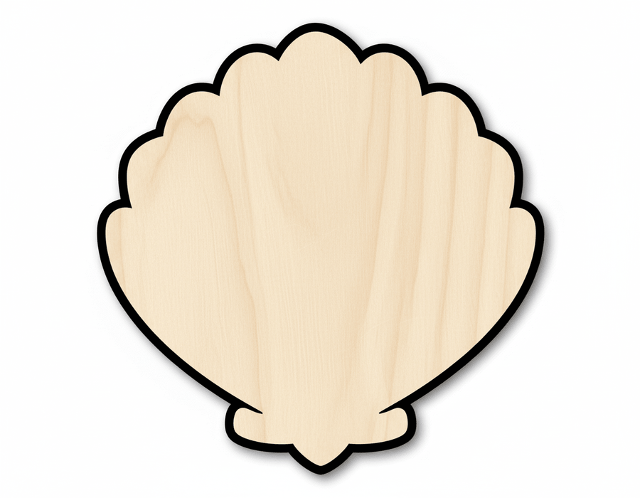 Wood Clam - Birch Wood Cutout | Paintable Sea Shell Shape for DIY Crafts Blank Door Hanger Wooden Cutout Cut Outs - Unfinished - NameSigns.com