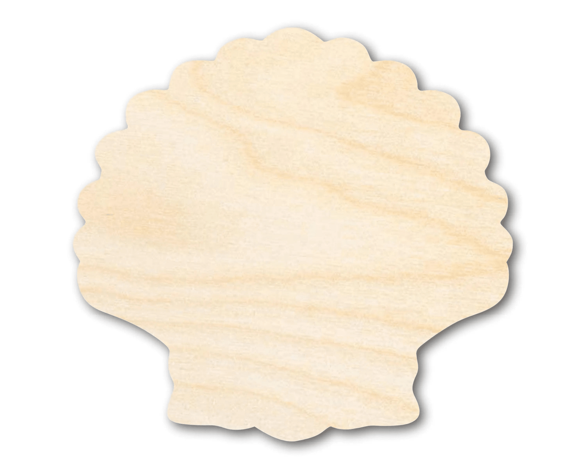 Wood Clam | Sea Shell Silhouette Cutout for DIY Wood Crafts Blank Door Hanger Wooden Cutout Cut Outs - Unfinished - NameSigns.com