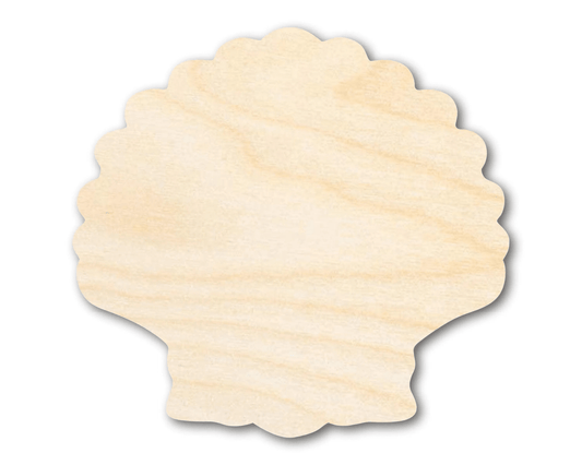 Wood Clam | Sea Shell Silhouette Cutout for DIY Wood Crafts Blank Door Hanger Wooden Cutout Cut Outs - Unfinished - NameSigns.com