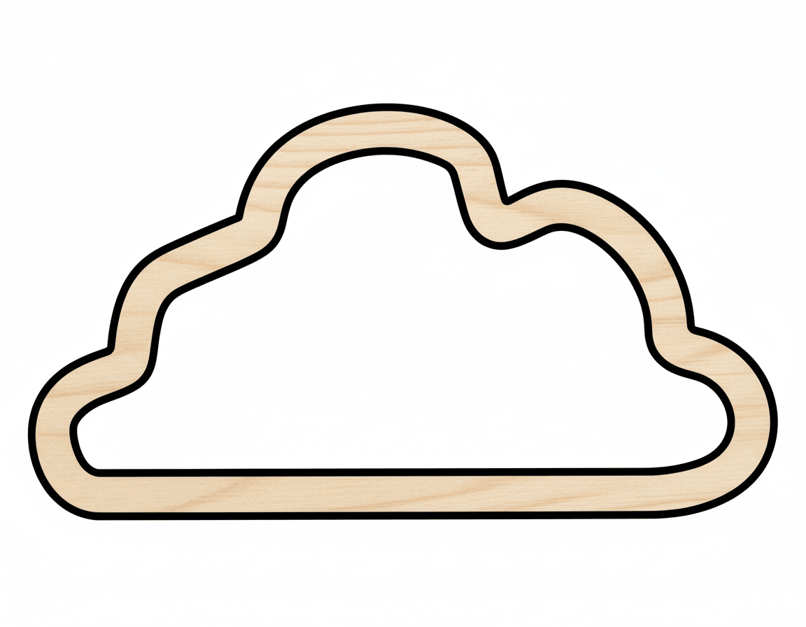 Wood Cloud Outline Shape DIY Craft Cutout Blank Door Hanger Wooden Cutout Cut Outs - Unfinished - NameSigns.com