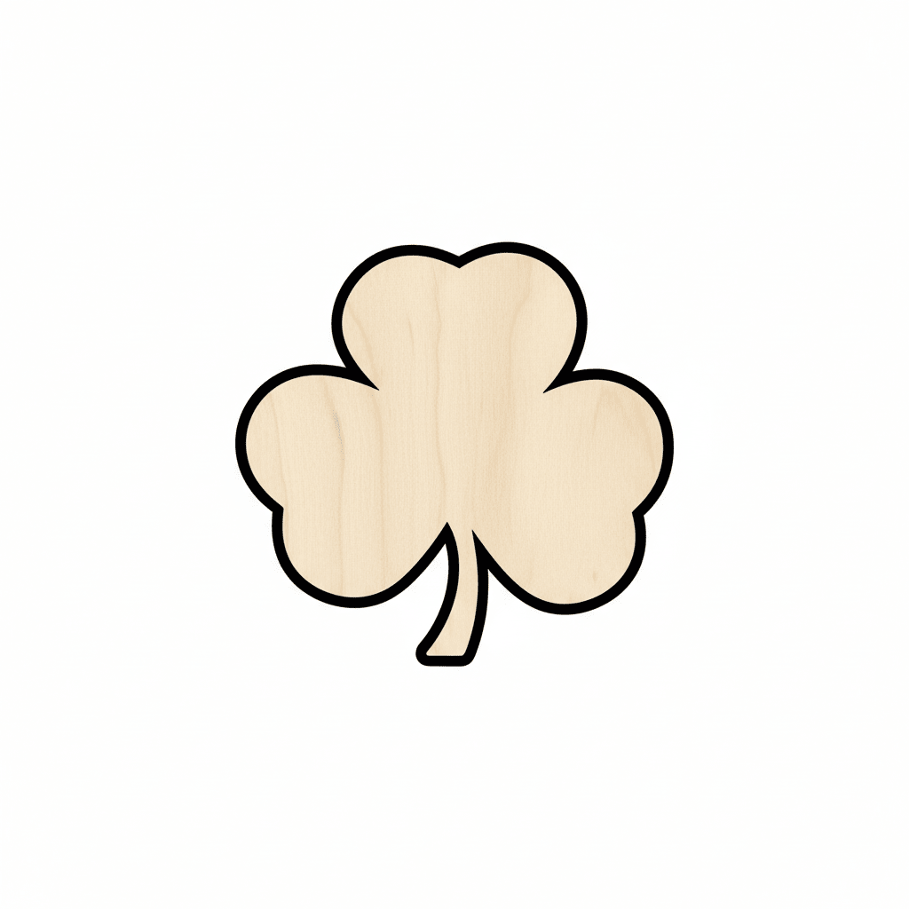 Wood Clover - 3 Leaf Natural Wood Silhouette Craft Shape Blank Door Hanger Wooden Cutout Cut Outs - Unfinished - NameSigns.com