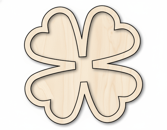 Wood Clover - Four Leaf Clover Shape DIY Craft Cutout | Birch Wood Art Blank Door Hanger Wooden Cutout Cut Outs - Unfinished - NameSigns.com
