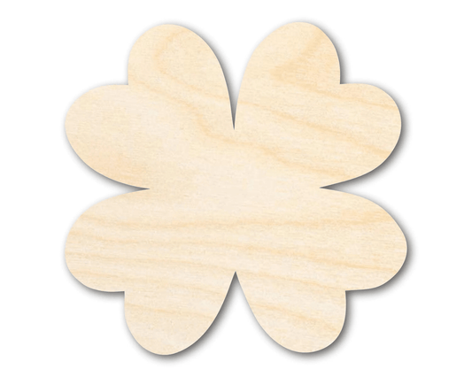Wood Clover | Four Leaf Clover Silhouette Cutout - DIY Wooden Decor Blank Door Hanger Wooden Cutout Cut Outs - Unfinished - NameSigns.com