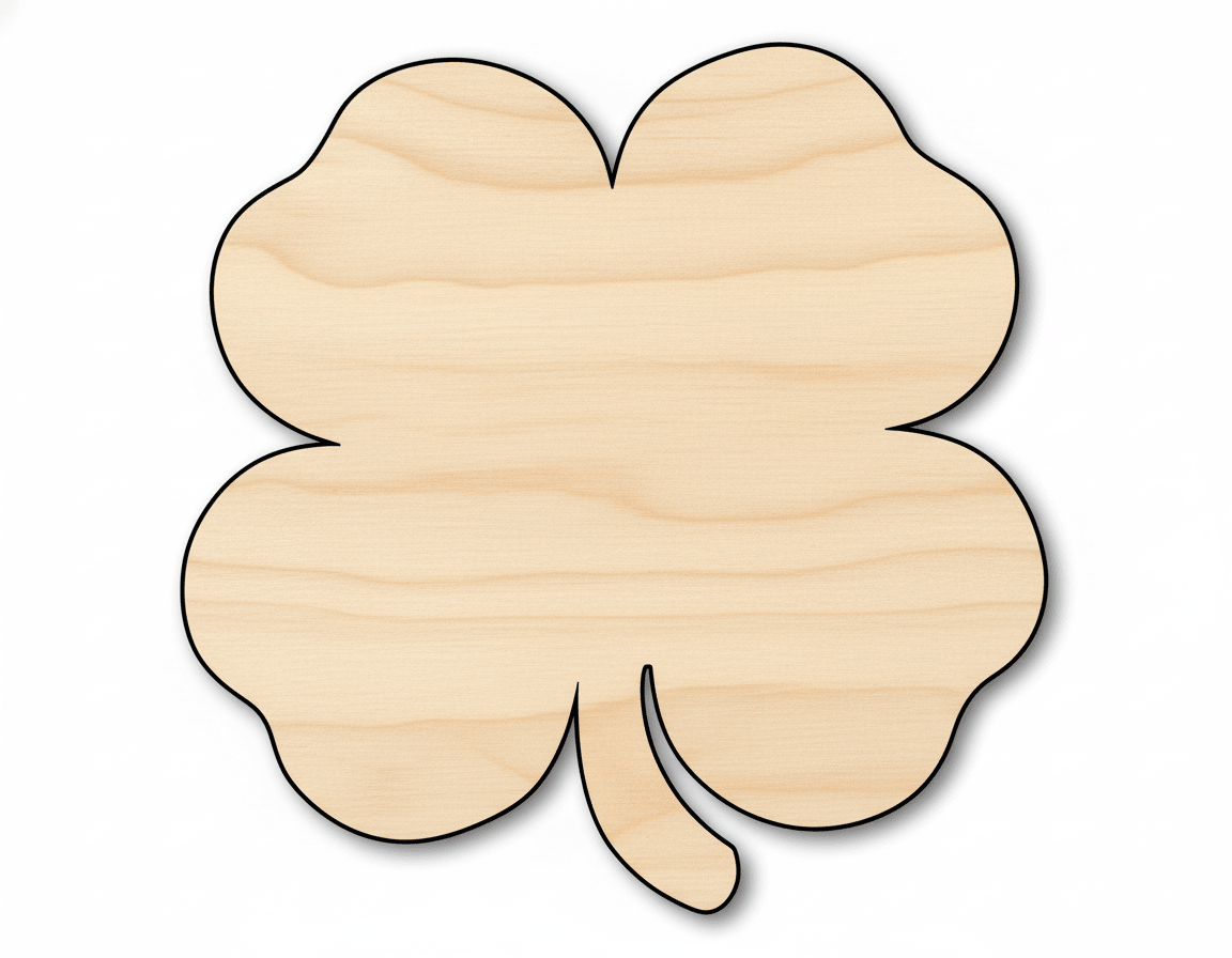 Wood Clover - Four Leaf Craft Shape | Natural Wood Blanks Blank Door Hanger Wooden Cutout Cut Outs - Unfinished - NameSigns.com