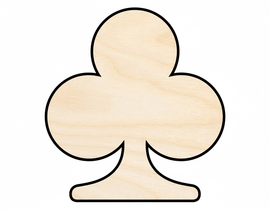Wood Club Shape DIY Playing Cards Craft Cutout Up to 36" Blank Door Hanger Wooden Cutout Cut Outs - Unfinished - NameSigns.com