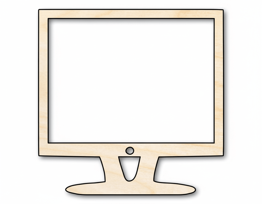 Cut Out Box Computer Unfinished Wood Shape Cut Out Wood Computer Shape DIY Craft Cutout ...