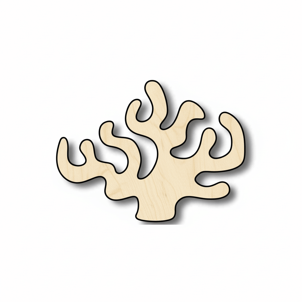Wood Coral Shape – Smooth Sanded Wood Craft Shapes for Ocean Nursery Decor Blank Door Hanger Wooden Cutout Cut Outs - Unfinished - NameSigns.com