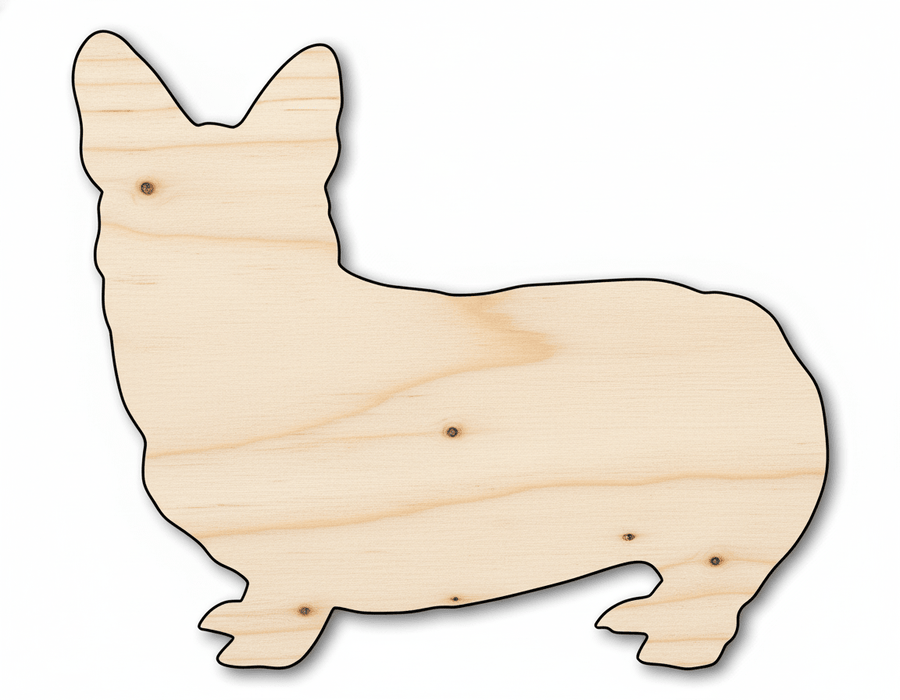 Wood Corgi Laser Cut Natural Birch Plywood Craft Shape Decor Blank Door Hanger Wooden Cutout Cut Outs - Unfinished - NameSigns.com