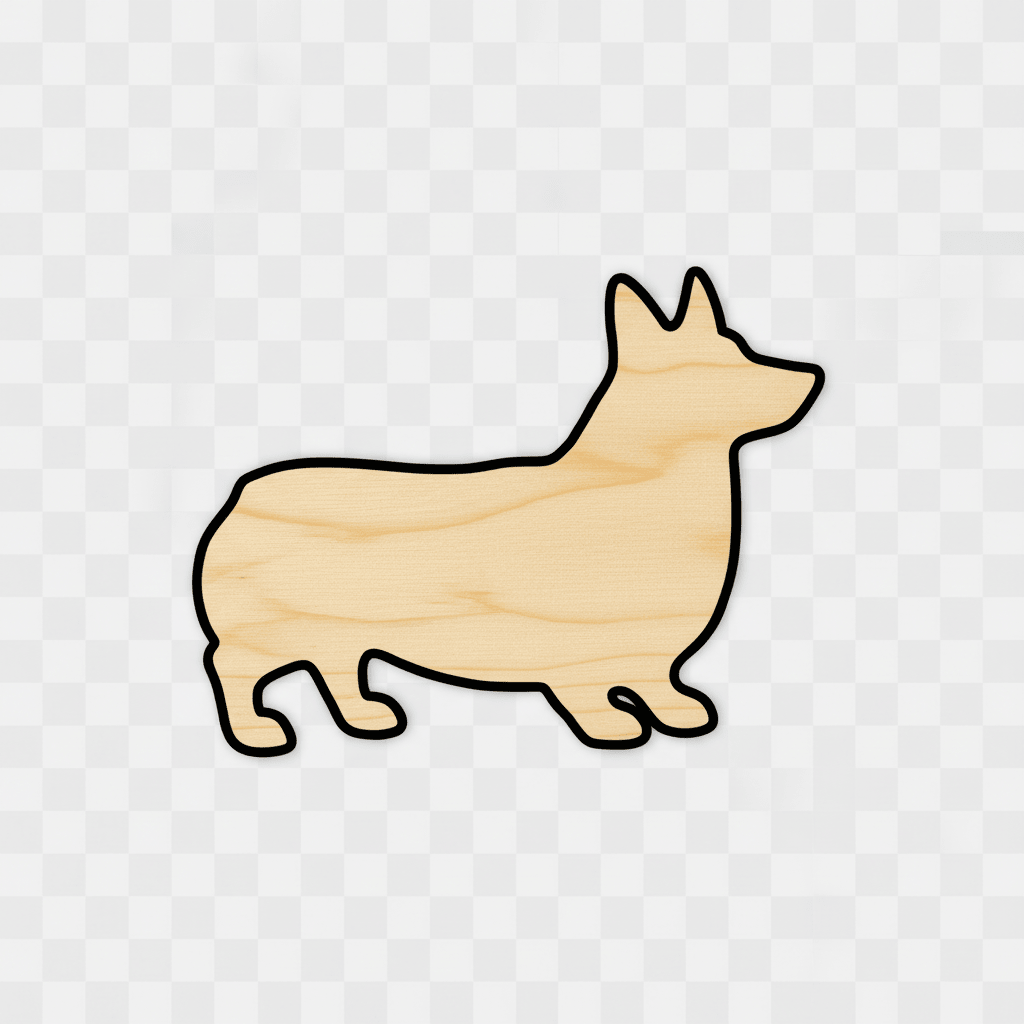 Wood Corgi | Wooden Dog Shape - DIY Pet Decor & Craft Supplies Blank Door Hanger Wooden Cutout Cut Outs - Unfinished - NameSigns.com