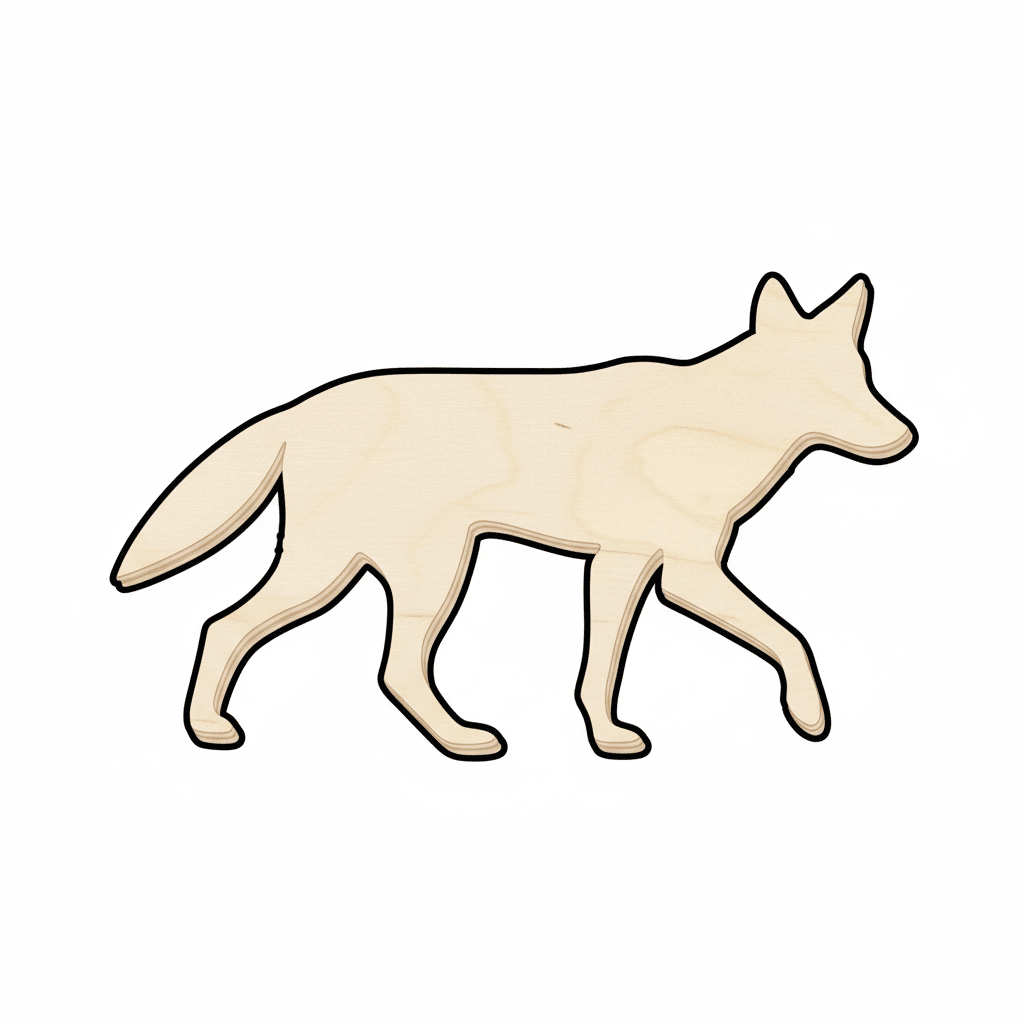 Wood Coyote - Rustic Animal Silhouette Cutout Up to 46" for DIY Craft Blank Door Hanger Wooden Cutout Cut Outs - Unfinished - NameSigns.com