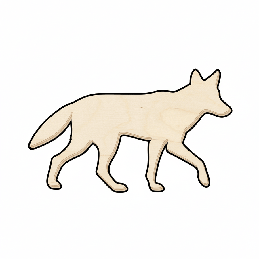 Wood Coyote - Rustic Animal Silhouette Cutout Up to 46" for DIY Craft Blank Door Hanger Wooden Cutout Cut Outs - Unfinished - NameSigns.com