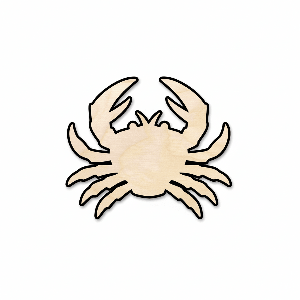 Wood Crab Silhouette – Baltic Birch Plywood Laser Cut Shape 46" Blank Door Hanger Wooden Cutout Cut Outs - Unfinished - NameSigns.com