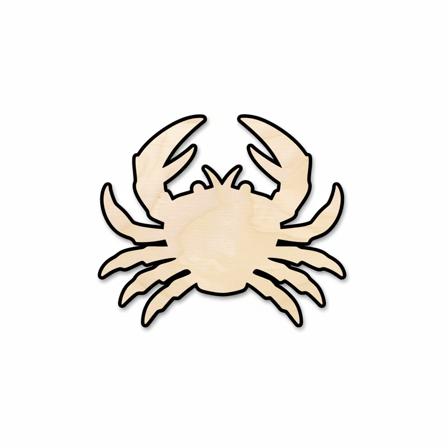 Wood Crab Silhouette – Baltic Birch Plywood Laser Cut Shape 46" Blank Door Hanger Wooden Cutout Cut Outs - Unfinished - NameSigns.com