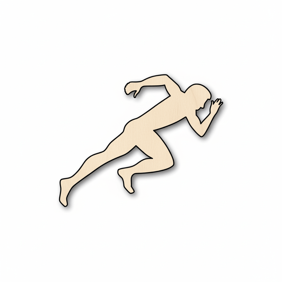 Wood Craft - Baltic Birch Plywood Wood Track Sprinter Shape | Laser Cut Blanks Blank Door Hanger Wooden Cutout Cut Outs - Unfinished - NameSigns.com