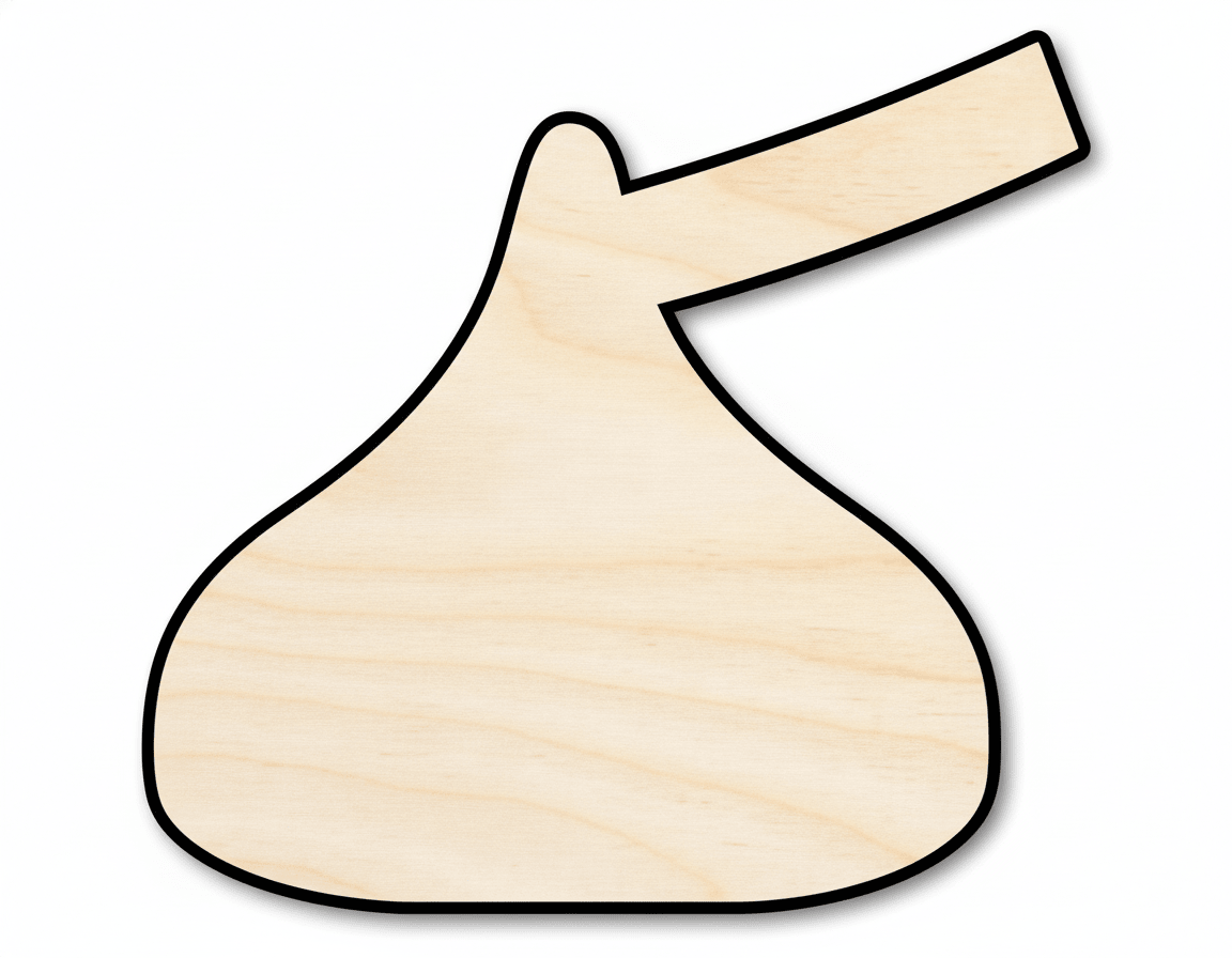 Wood Craft - Candy Kiss Shape | Baltic Birch Plywood Cutout Blank Door Hanger Wooden Cutout Cut Outs - Unfinished - NameSigns.com
