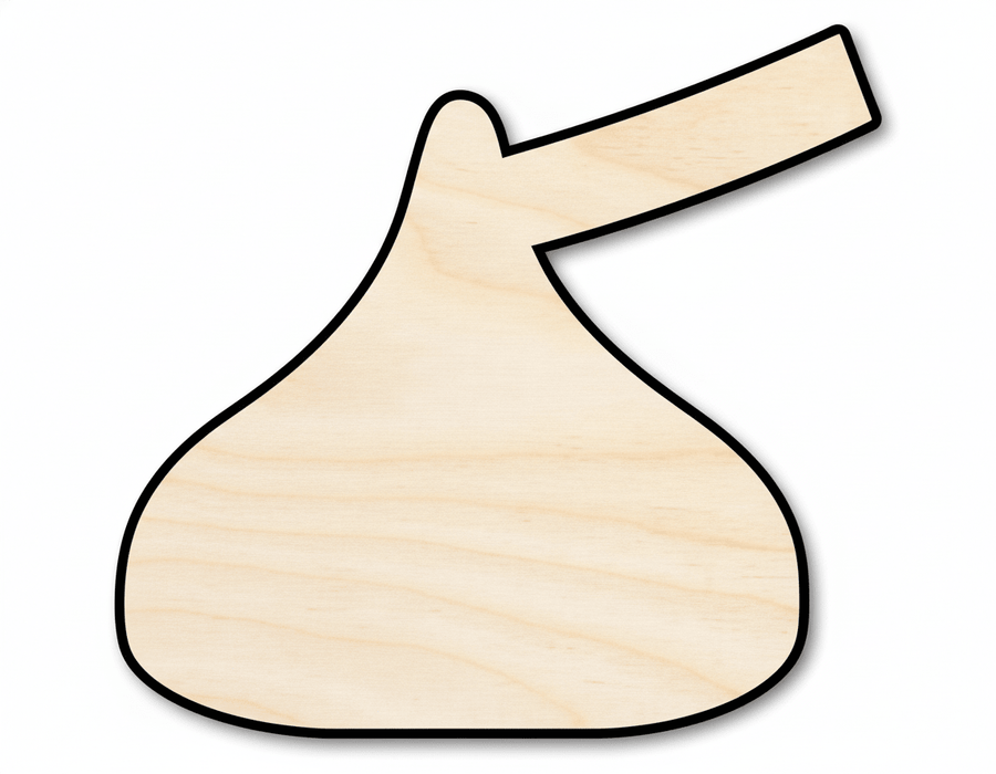 Wood Craft - Candy Kiss Shape | Baltic Birch Plywood Cutout Blank Door Hanger Wooden Cutout Cut Outs - Unfinished - NameSigns.com
