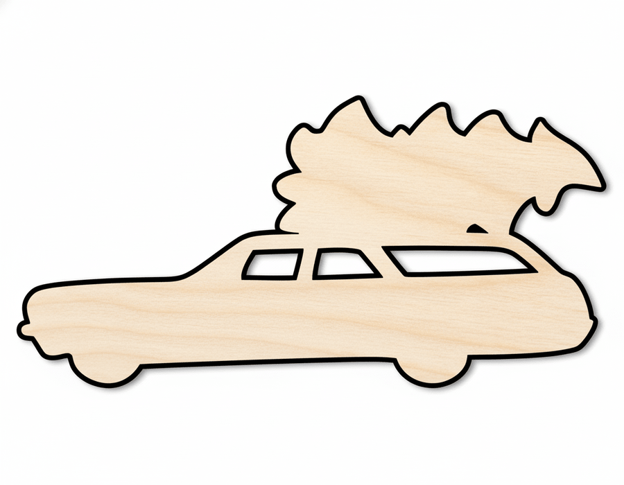 Wood Craft - Christmas Tree Station Wagon Shape | Baltic Birch Plywood Cutout Blank Door Hanger Wooden Cutout Cut Outs - Unfinished - NameSigns.com
