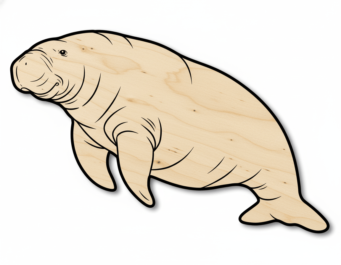 Wood Craft Cutout – Chunky Manatee Wood Shape for DIY Crafts Blank Door Hanger Wooden Cutout Cut Outs - Unfinished - NameSigns.com
