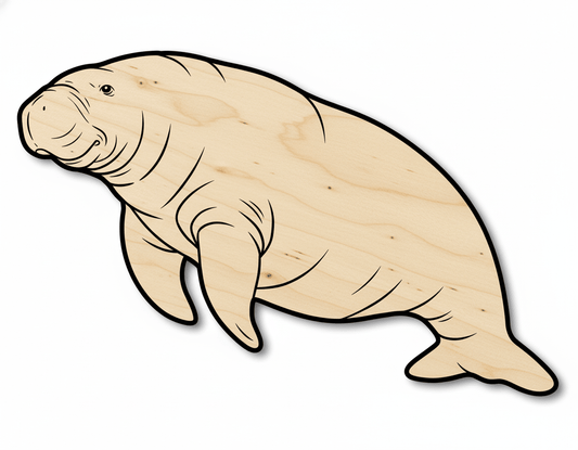 Wood Craft Cutout – Chunky Manatee Wood Shape for DIY Crafts Blank Door Hanger Wooden Cutout Cut Outs - Unfinished - NameSigns.com