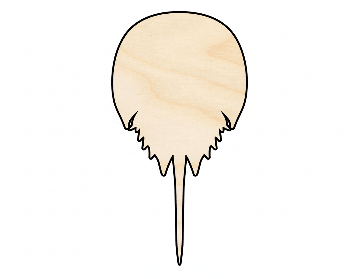 Wood Craft Cutout – Horseshoe Crab Design | DIY Wood Shape Project Blank Door Hanger Wooden Cutout Cut Outs - Unfinished - NameSigns.com