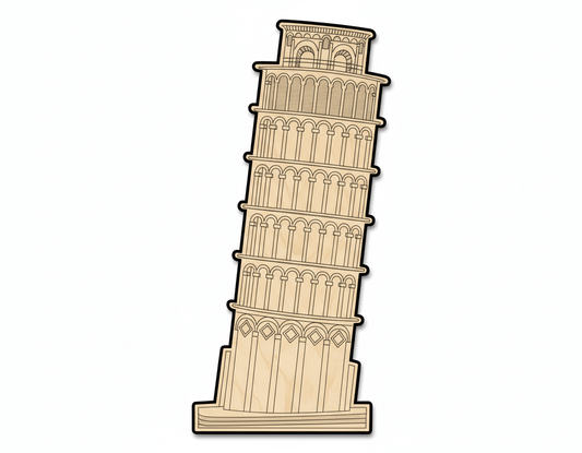Wood Craft Cutout – Unfinished Leaning Tower of Pisa Birch Wood Shape for DIY Projects - NameSigns.com