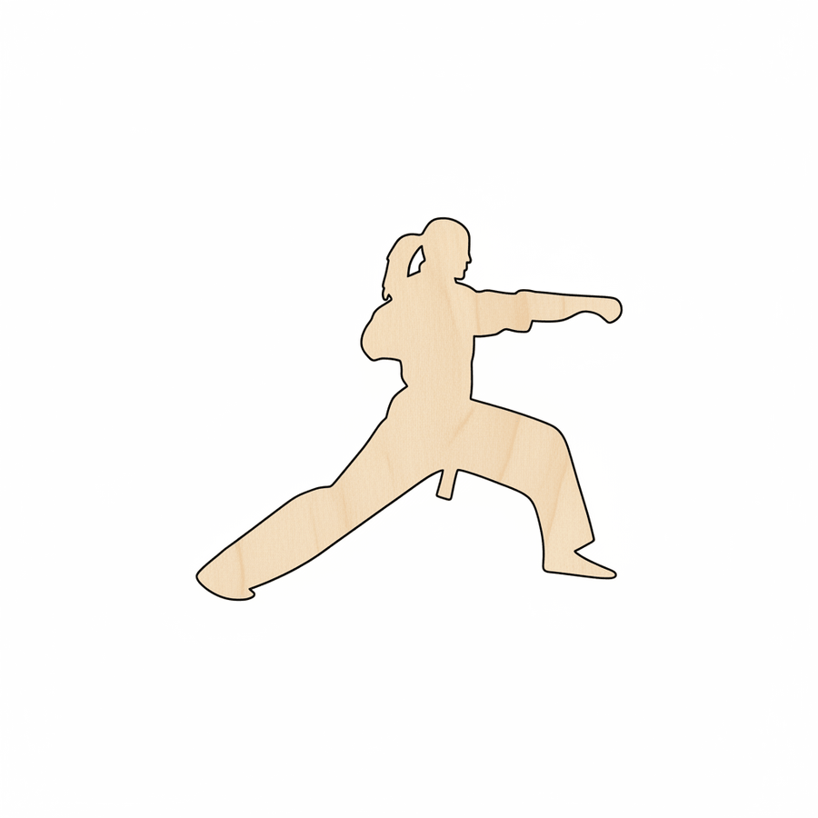 Wood Craft – Female Martial Arts Shape | Baltic Birch Plywood Cutout Blank Door Hanger Wooden Cutout Cut Outs - Unfinished - NameSigns.com