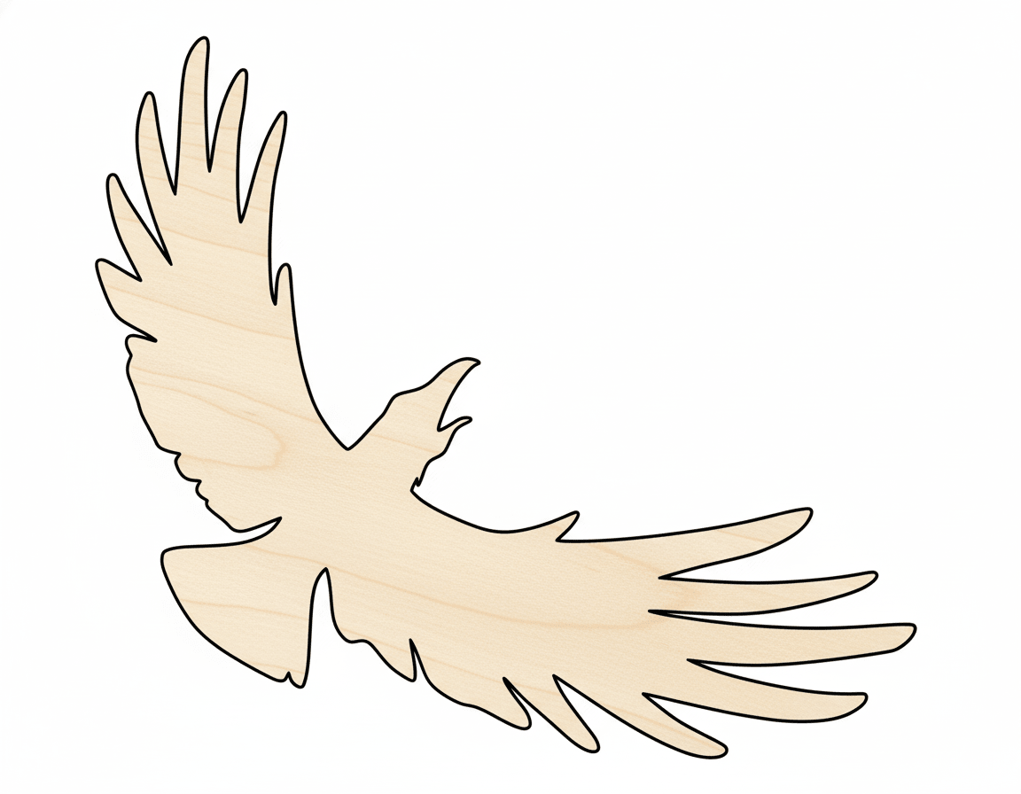Wood Craft - Flying Crow Laser Cut Wood Shape Up to 46" Blank Door Hanger Wooden Cutout Cut Outs - Unfinished - NameSigns.com