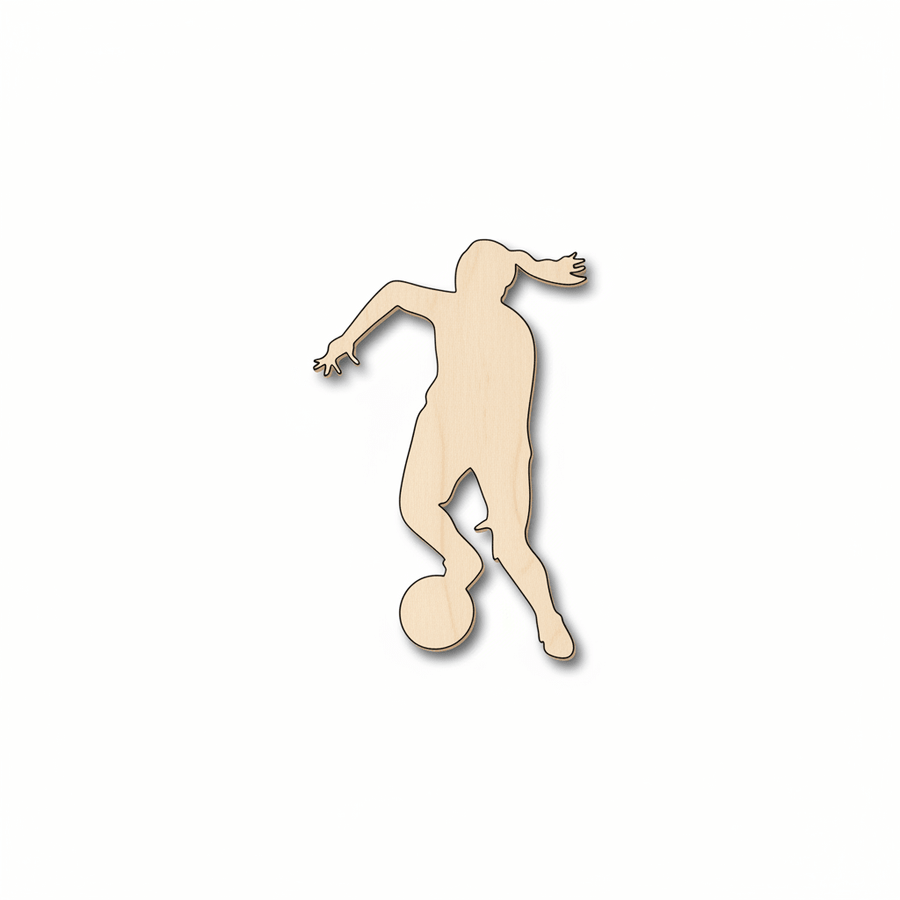 Wood Craft - Girl Soccer Shape | Laser Cut Baltic Birch Plywood Blanks Blank Door Hanger Wooden Cutout Cut Outs - Unfinished - NameSigns.com