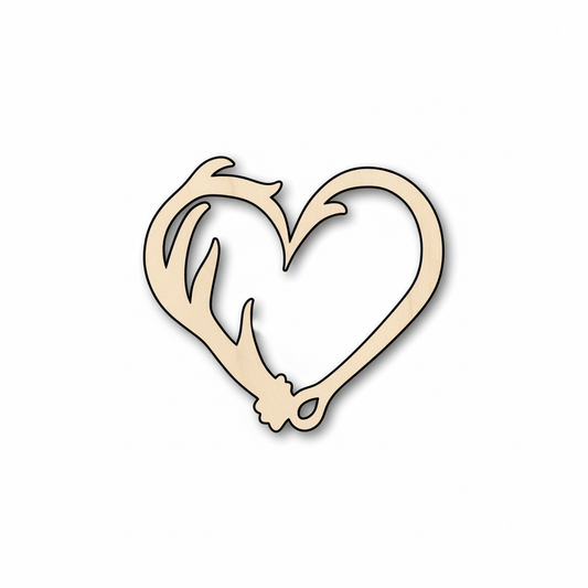 Wood Craft – Heart Shape Antler Cutout | Baltic Birch Plywood Blanks Blank Door Hanger Wooden Cutout Cut Outs - Unfinished - NameSigns.com