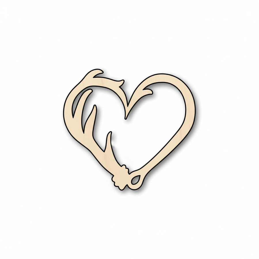 Wood Craft – Heart Shape Antler Cutout | Baltic Birch Plywood Blanks Blank Door Hanger Wooden Cutout Cut Outs - Unfinished - NameSigns.com